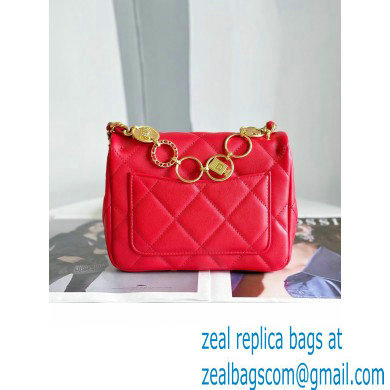Chanel Lambskin & Gold-Tone Metal Badges Mini Flap Bag AS4274 Red 2023